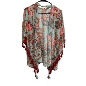 Soft Surroundings Floral Tassel Kimono Shawl Wrap Sz Small